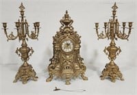 Beautiful Imperial Mantle Clock w/ Pr. Candelabras