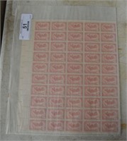 1958 Mint Condition Sheet of Stamps