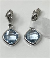 Sterling Silver Light Blue Stone Earrings.