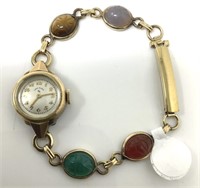 12 Kt. Gold-Filled Lady Elgin Watch & Scarab Band.
