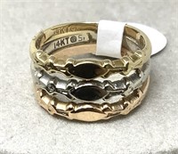 14 Kt. Gold Triple Band Ring, Size 3.