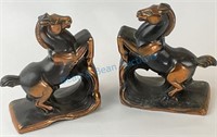 One pair copper flash, vintage horse bookends.