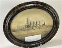 Original oval photograph of the USS pueblo. Image