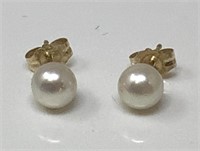 14 Kt. Gold Pearl Earrings.