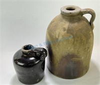 Lot of two unmarked stoneware jugs.