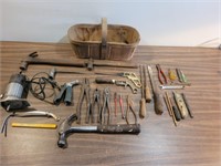 6 Quart Basket + Antique Tools