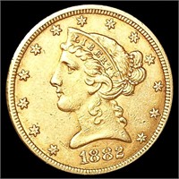 1882 $5 Gold Half Eagle CLOSELY UNCIRCULATED