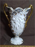 Vintage Italian Hand Decorated White Vase