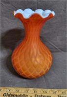 Vintage Orange Diamond Quilted Vase