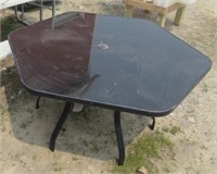 Plastic picnic table and outdoor table.