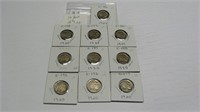 10 Assorted Buffalo Nickels worth $3.00 each