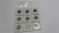 9 Assorted Buffalo Nickels worth $3.00 each