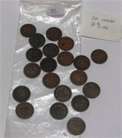20 Assorted Indian Head Pennies worth $2 each
