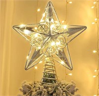 Juegoal Star Tree Topper with 20 LED Lights,Silver