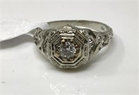 18 Kt. White Gold Diamond Ring, Size 3.