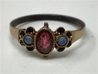 Red Stone & Opal Ring, Size 6.