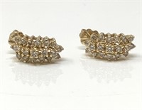 Diamond d Earrings, Backs Marked 14 Kt. Gold.