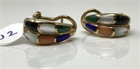 14 Kt. Gold Inlaid Earrings.