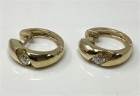 Gold Diamond Hoop Earrings.