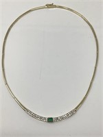 14 Kt. Gold Necklace W/High Quality Emerald &