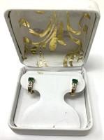 14 Kt. Gold Diamond & Emerald Earrings.