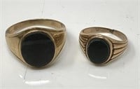 His & Hers Onyx Rings, Unmarked.