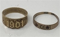 Children’s Rings,1901 Marked 14 Kt. Gold.
