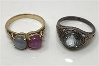 18 Kt. Gold Pink & Blue Ring, Blue Stone Ring