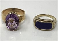 Purple Stone Ring, Unmarked, Blue Natural Stone.
