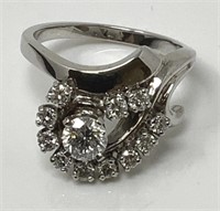 14 Kt. White Gold Diamond Ring, Size 6 1/4.