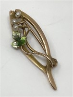 Vintage Goldtone Seed Pearl Brooch, Unmarked.