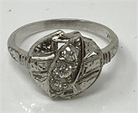 18 Kt. White Gold Diamond Ring, Size 5 3/4.