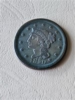 1850 LARGE US ONE CENT COIN NICE