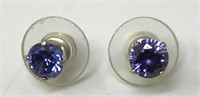 Sterling Silver Blue Stone Stud Earrings.