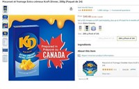 Macaroni Kraft Dinner, 200g (Paquet de 24)