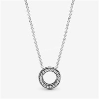 Pandora Logo Pave Circle Collier Necklace