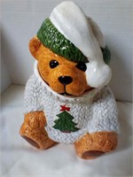 Christmas teddy bear cookie jar