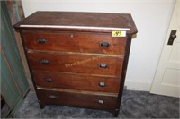 Antique 4 Drawer Dresser & painted 3/4 headboard
