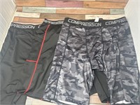 3 pairs men’s compression shorts with pockets,