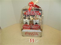 Gift Basket - wood crate, 2 glasses, popcorn,