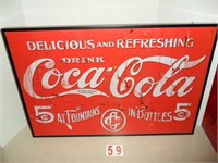 Coca cola sign 24.5 inches by 16.5 inches