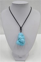Blue Stone Necklace on Rope Chain