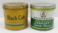 2pc Vintage Tobacco Tin Cans w Lids 4"