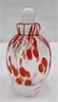 Vintage Red Splatter Art Glass Scent Bottle 4"