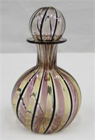 Vintage Striped Art Glass Scent Bottle 3.5"