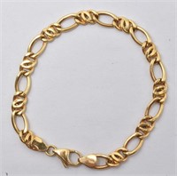 14k Gold Hollow Chain Bracelet Italy