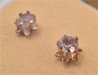 14k Gold & Pink Morganite Gemstone Stud Earrings