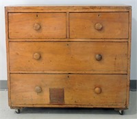 Vintage 4 Drawer Wooden Dresser on Wheels