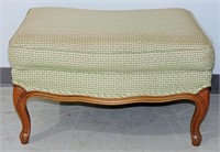 Vintage French Provincial Green Cushioned Ottoman