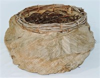 Antique Indigenous Twig & Fabric Gathering Basket